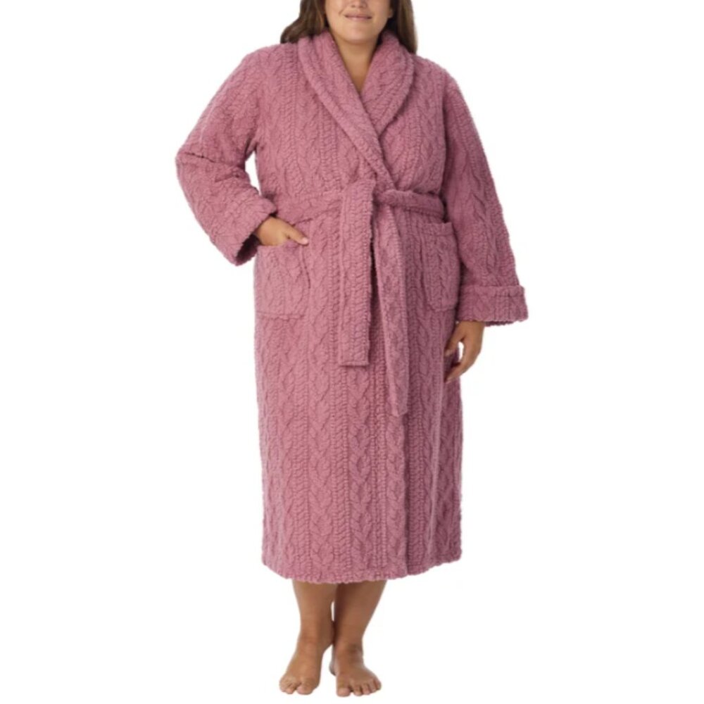 NWT Room Service Women's Cozy Mauve Pink Robe Size XL